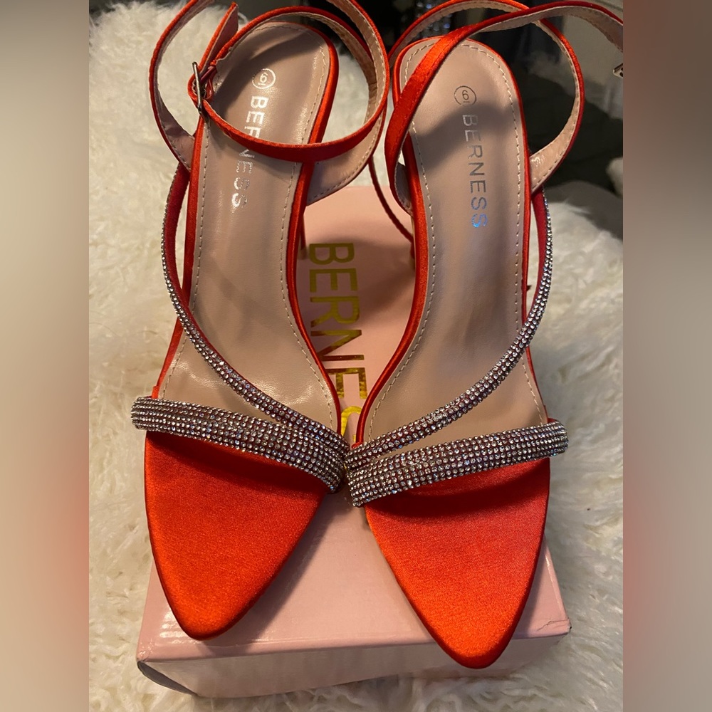 Classy Red Satin heels with bling